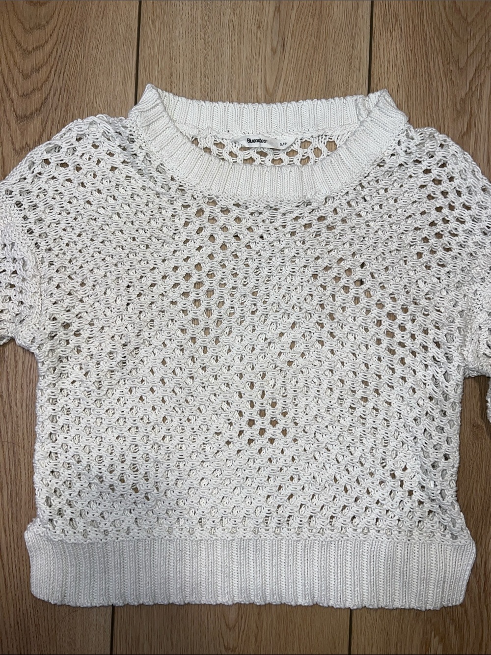 Bluenotes Open-Knit Crochet Ivory Crewneck Sweater - Picture 8 of 15